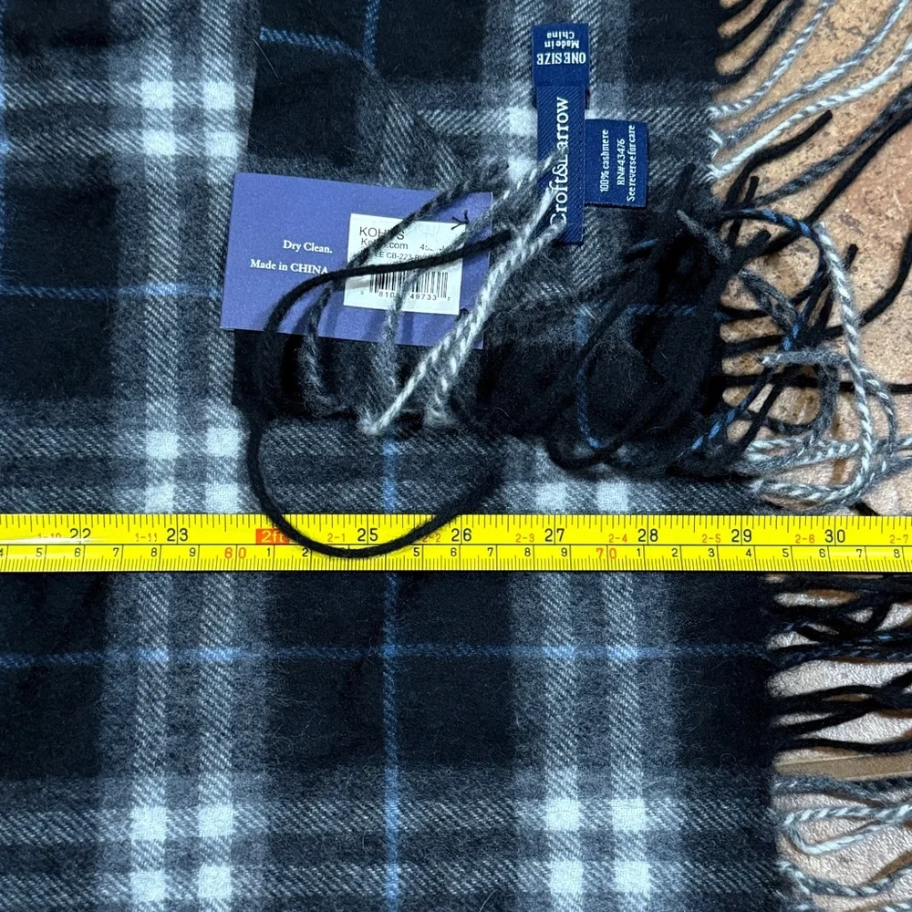 NWT‎ Croft & Barrow 100% Cashmere Fringe Scarf Plaid 58” Classic Preppy Timeless